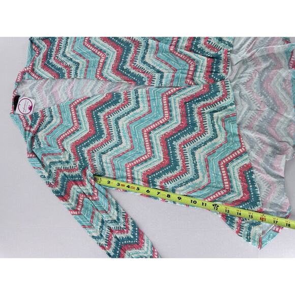 Shiela Rose Cardigan Sweater Sz L Chevron Colorful Artsy Fun Shawl Throw NWT - Picture 13 of 14